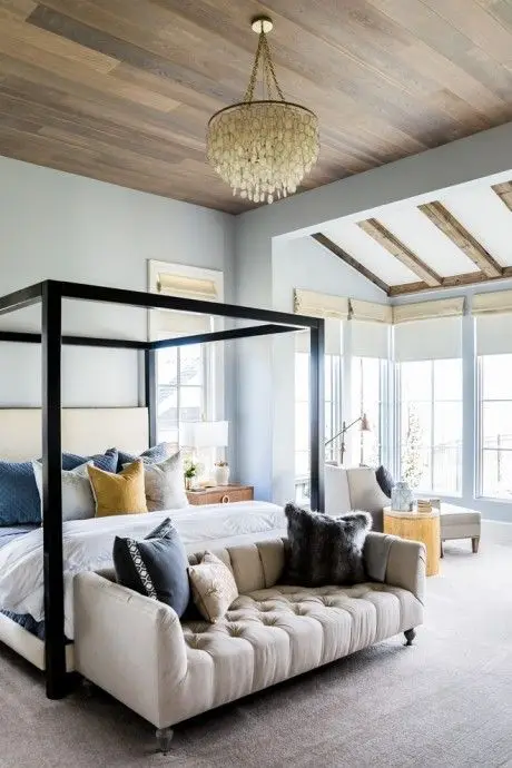 Canopied Elegance bedroom: This updated canopy bed still personifies the elegance and luxury of the look. The modern take of