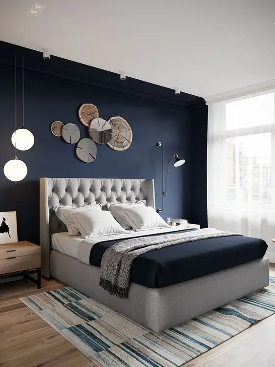 Blue and Rustic bedroom: The blue-grey-white palette is a top favourite amongst modern bedroom ideas and designs. The cool