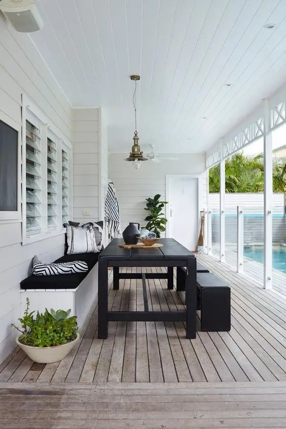 modern deck by the pool
