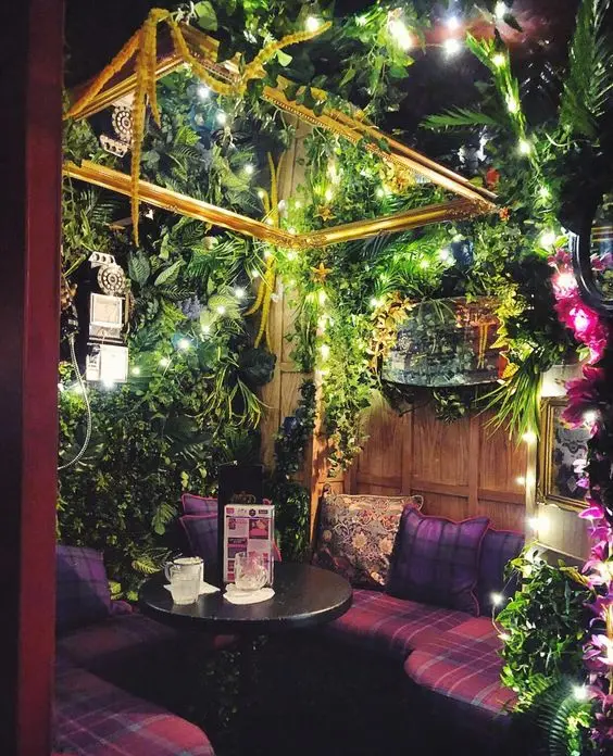 bohemian garden dining nook