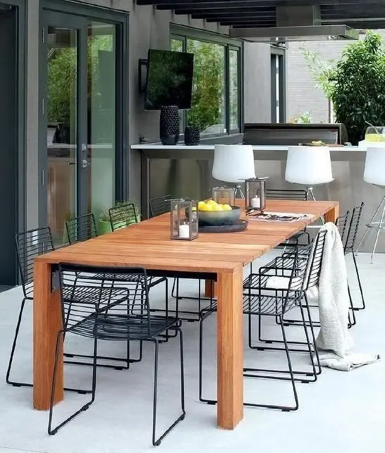 modern rustic outdoor dining