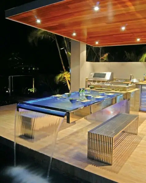 glass water cascading table