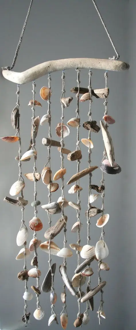 Seaside Windchime DIY home décor: Charming and whimsical. You don’t need to spend a penny on this easy to create windchime