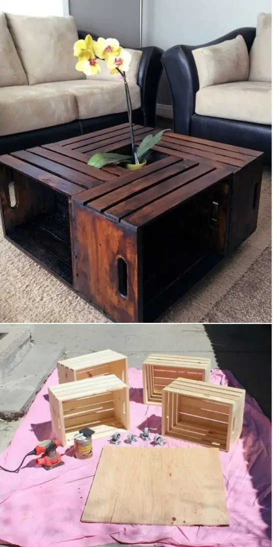 recycled crate coffeetable