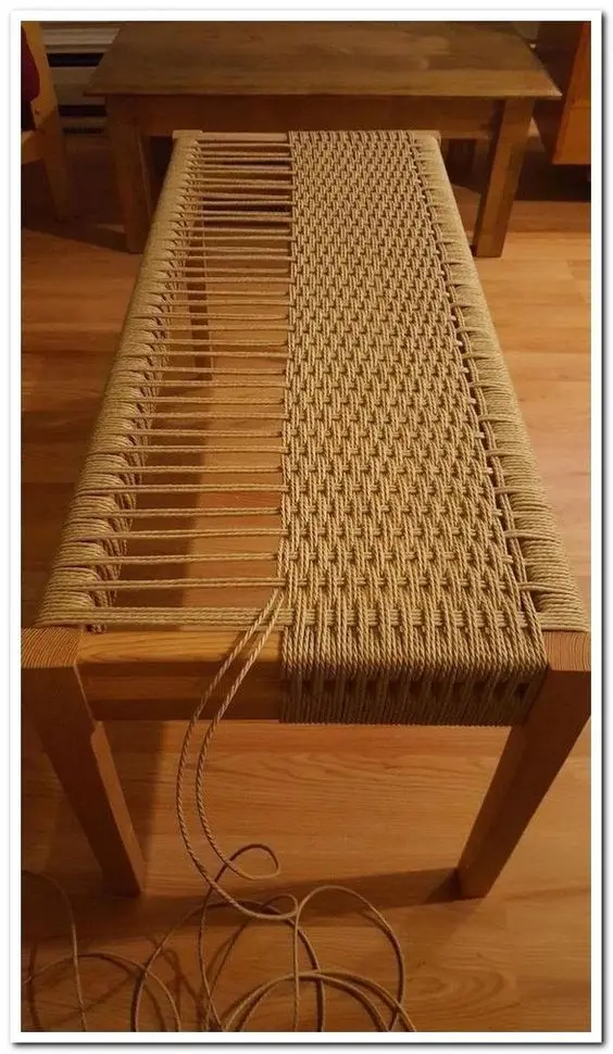 Weaved Tabletop DIY home décor: Give your living room a nice makeover by adding this rope-topped centre table. You can use