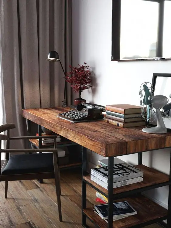wood home office desk