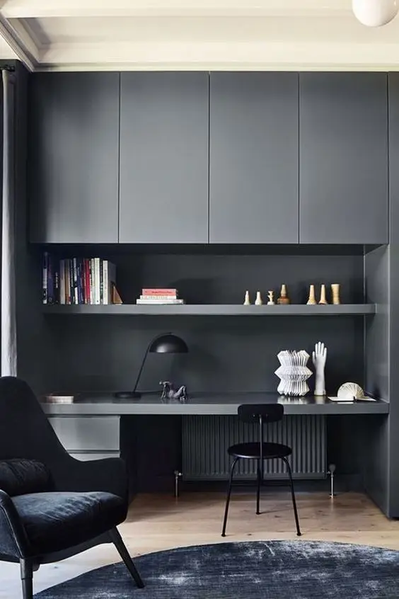 grey alcove home office