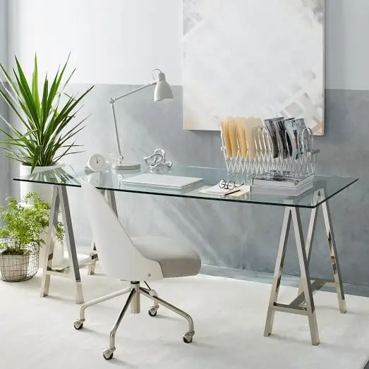 glass-topped office desk