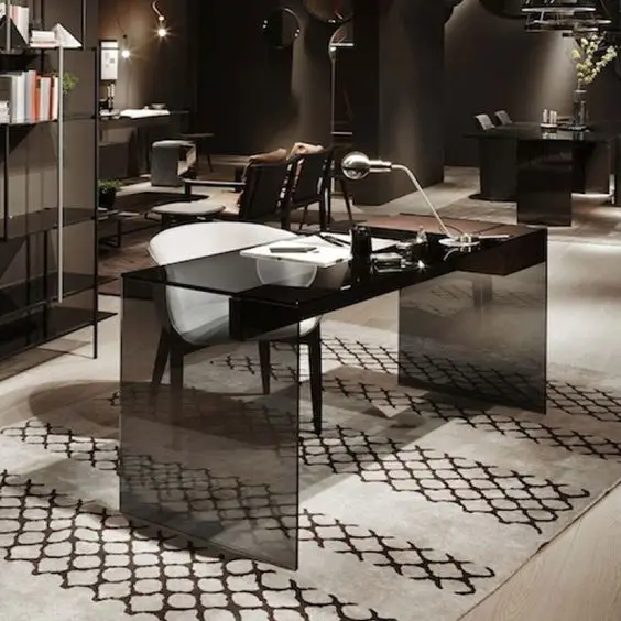 tinted glass office desk