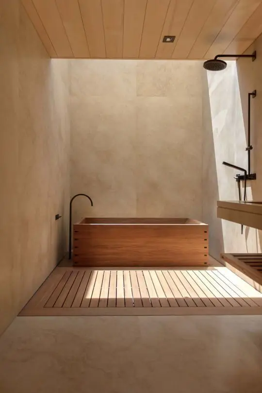 rustic minimalist bathroom