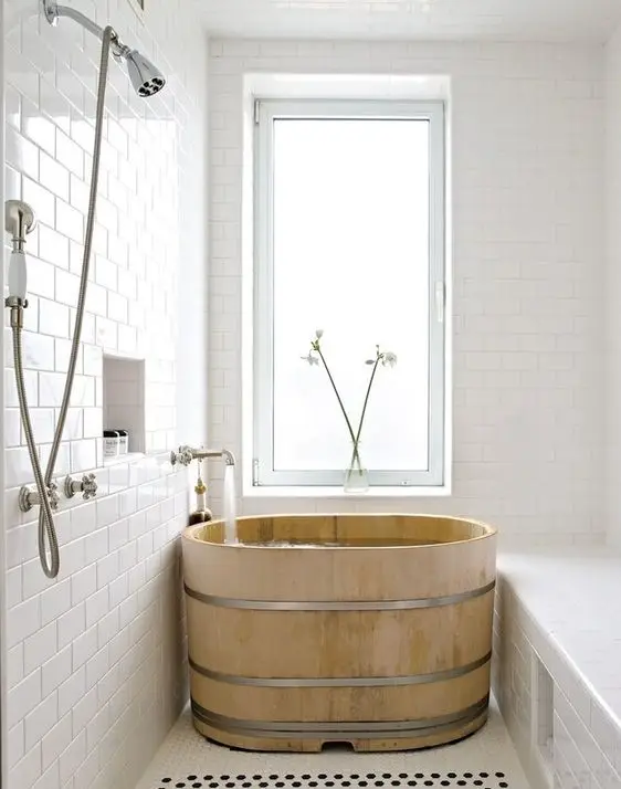 wooden soaking tub
