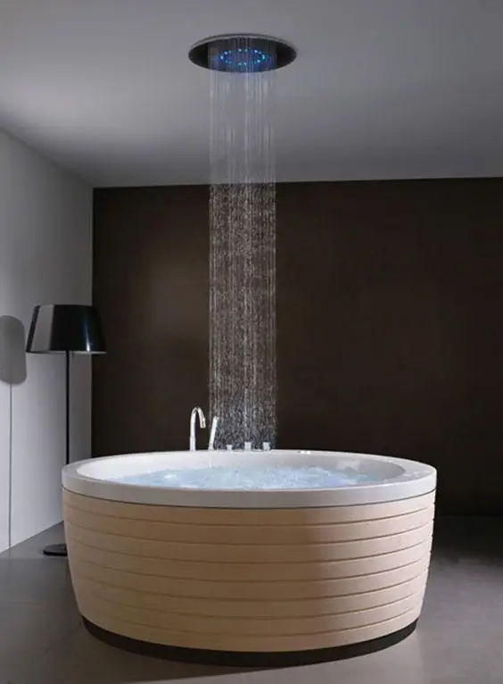 round bathtub with shower