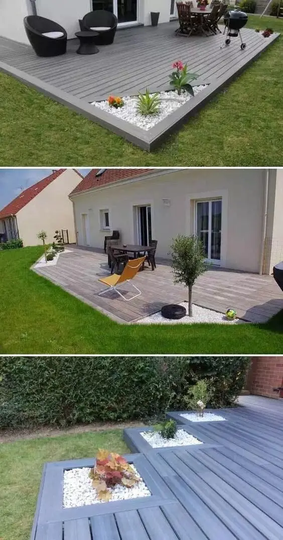 patio with pebble pockets