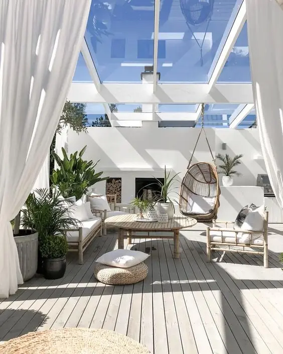 white deck with glass roof