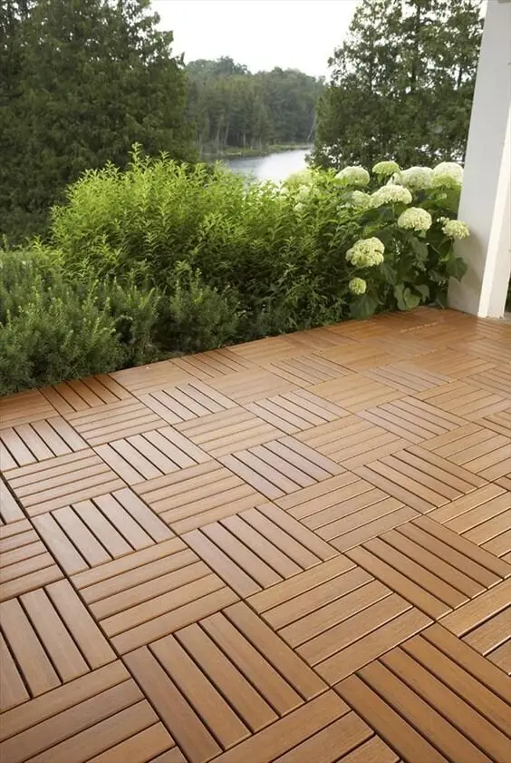Interlocking Deck Tiles deck and patio: Interlocking deck tiles click together over any flat surface, no screws, no joists