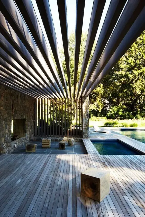 modern patio with pergola