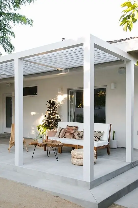 modern white patio