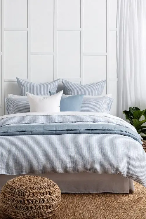 white and blue bedroom
