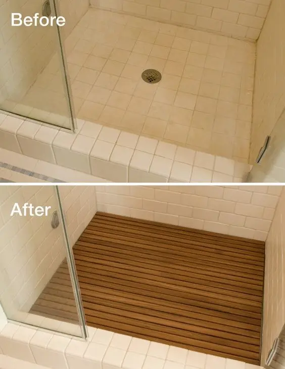 shower floor makeover before after