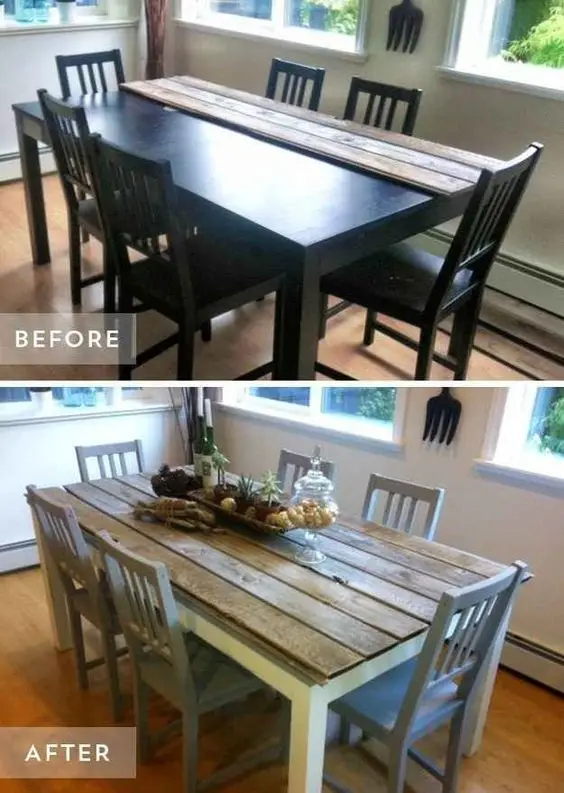 dining table makeover before after