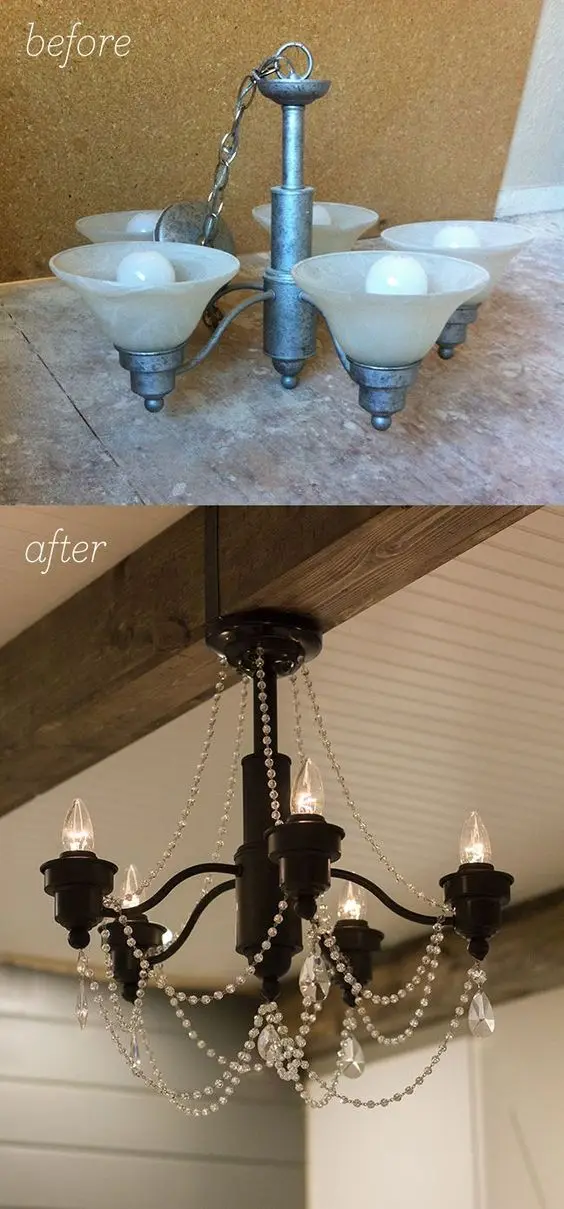 chandelier makeover before after