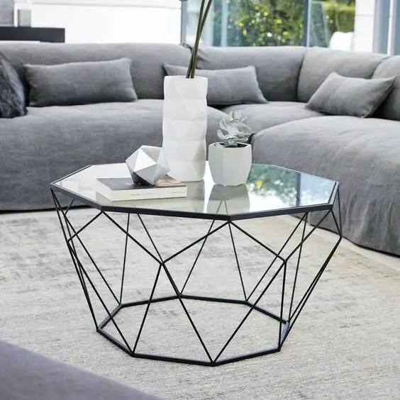 modern steel and glass coffee table