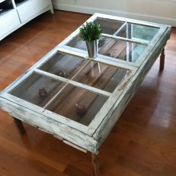 repurposed window coffee table