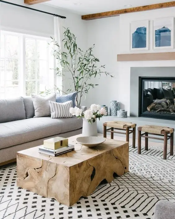 wood block coffee table