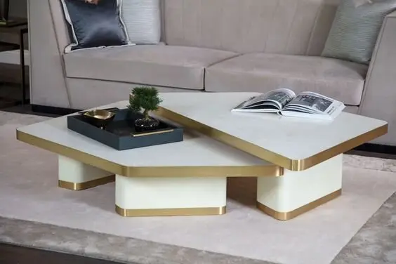 white and gold coffee table
