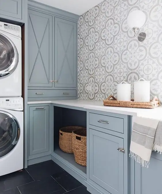 elegant blue laundry room