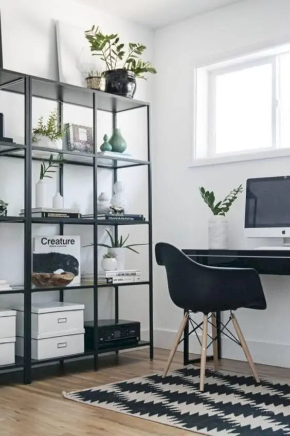 Stylish Racks minimalist home office: Sleek, sturdy and functional. These stylish racks provide ample storage and display