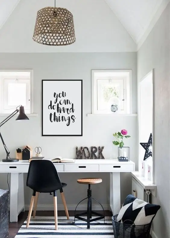 Whimsical Accents minimalist home office: Don’t take the fun out of your office. While minimalism goes for clean surfaces