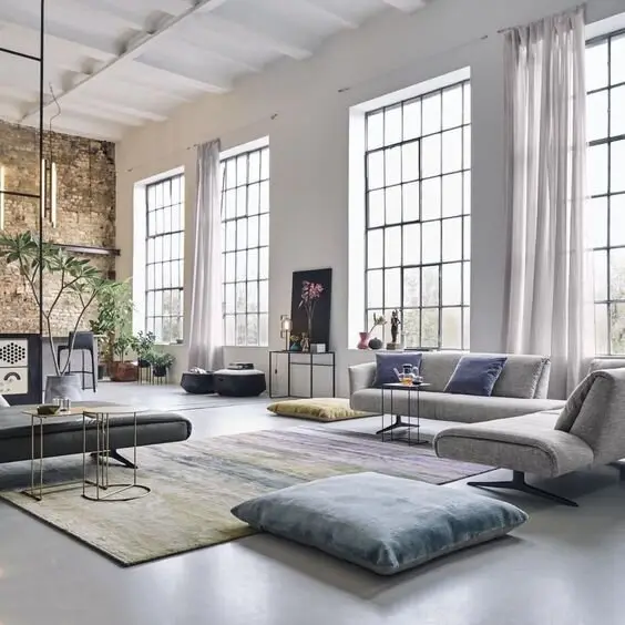 bright industrial apartment interiors
