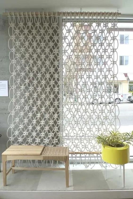 macrame rope weave curtain