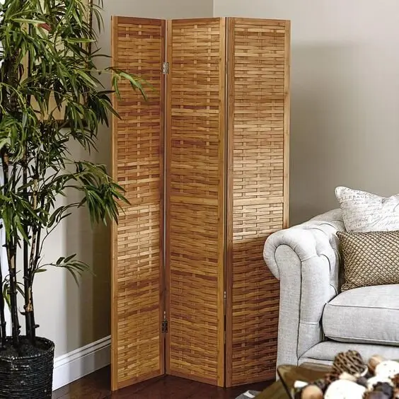 Weaved Bamboo Screen DIY room divider: With minimal and cheap materials, patience and free time, you can DIY this beautiful