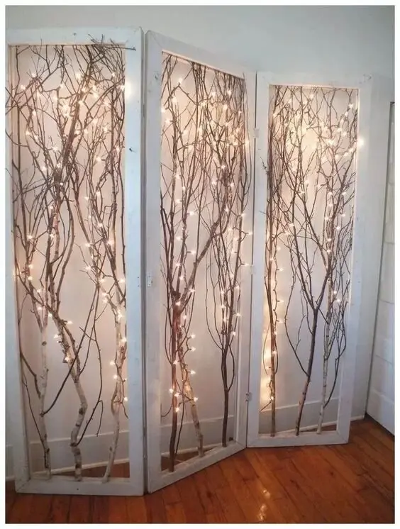 diy indoor screen with lights