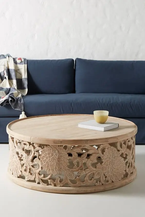carved wood coffee table