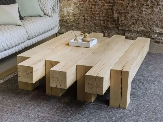 wood beams coffee table