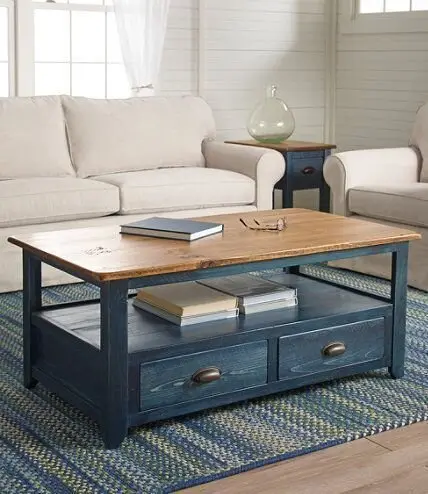 blue farmhouse coffee table