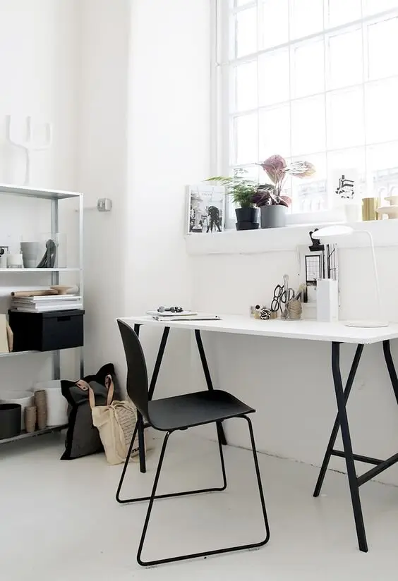 chic black and white home office