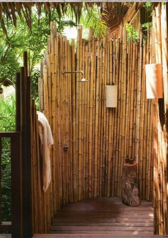 bamboo outdoor shower walls