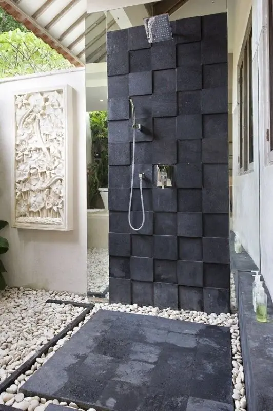 modern slate outdoor shower