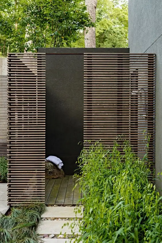 modern rustic outdoor shower