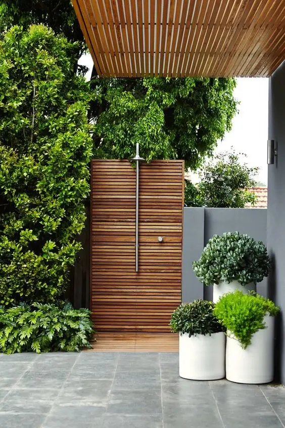 modern minimalist outdoor shower