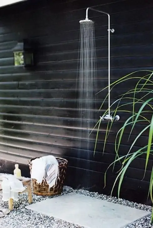 modern black outdoor shower