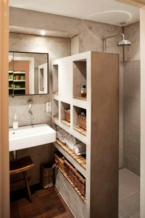 rustic bathroom shower wall