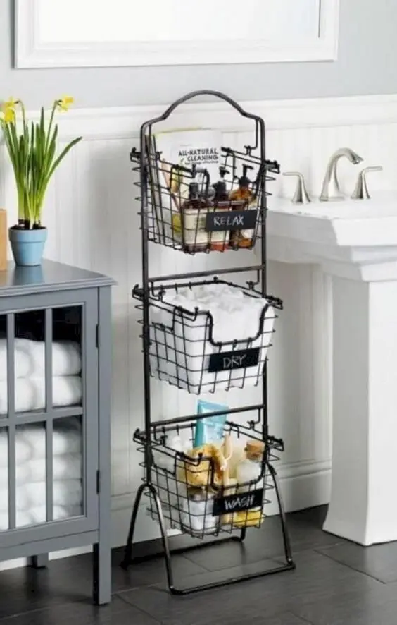 wire mesh bathroom rack