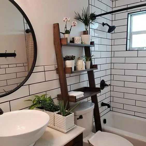 bathroom ladder storage
