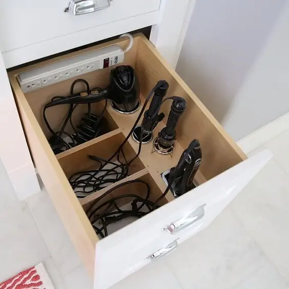 bathroom power outlet drawer