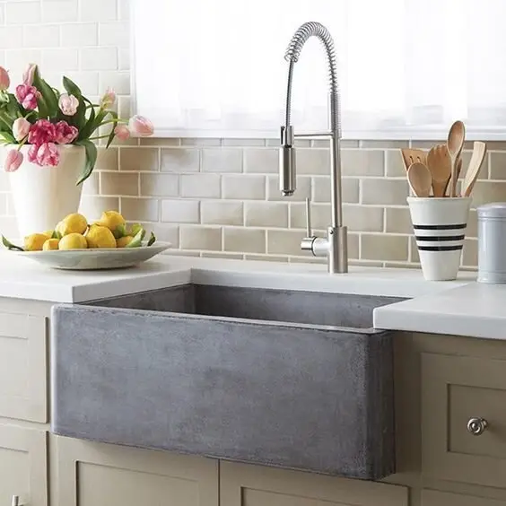 concrete farmhouse kitchen sink